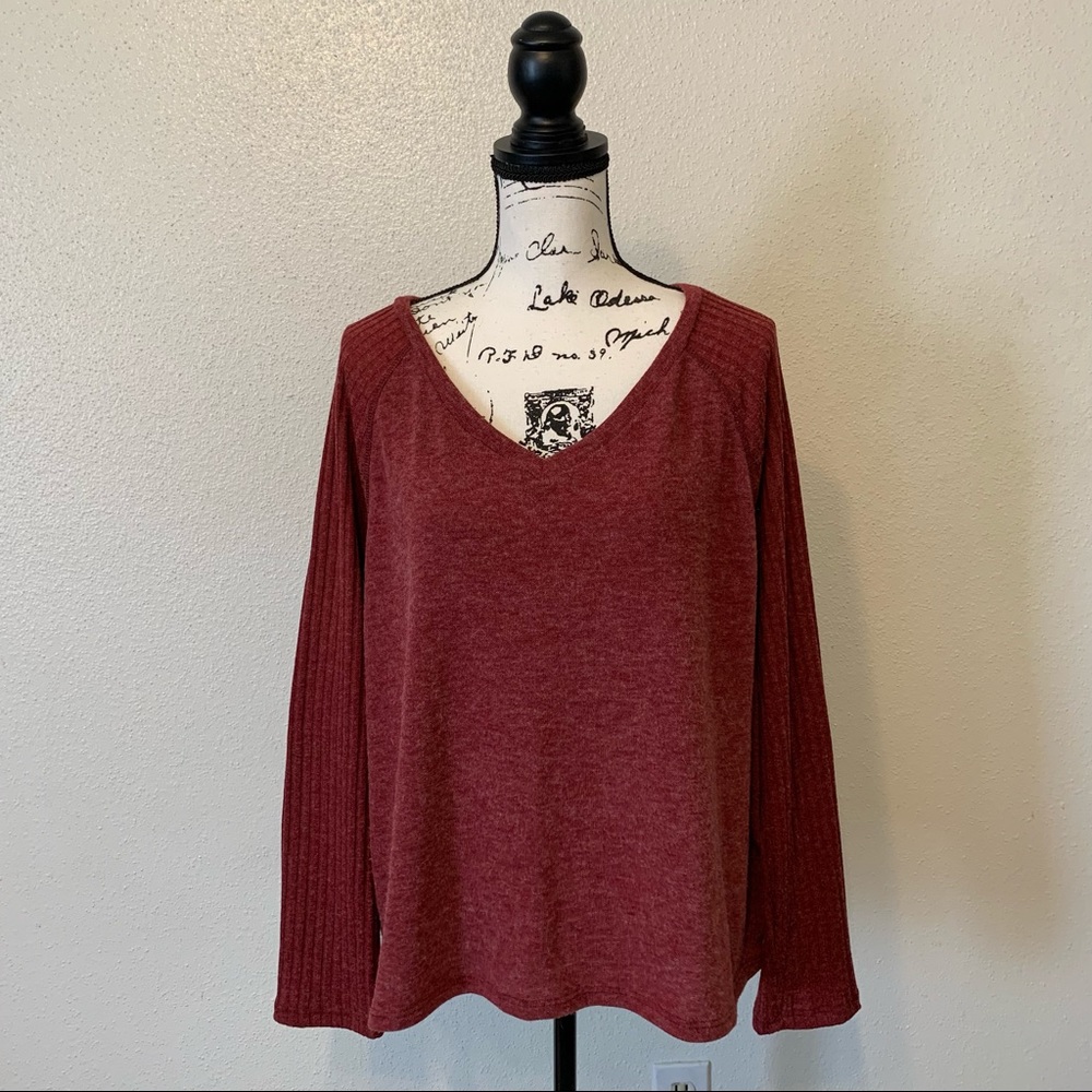 Lime n Chili Wine Ribbed Tunic Sweater